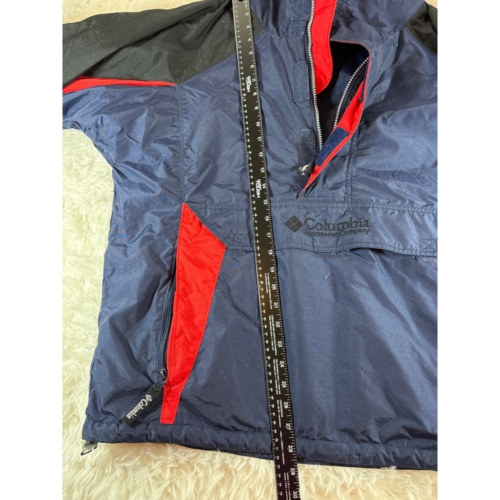 Columbia Mens Anorak Jacket Navy Blue Red Colorblock Hooded Pullover Large - Picture 9 of 10